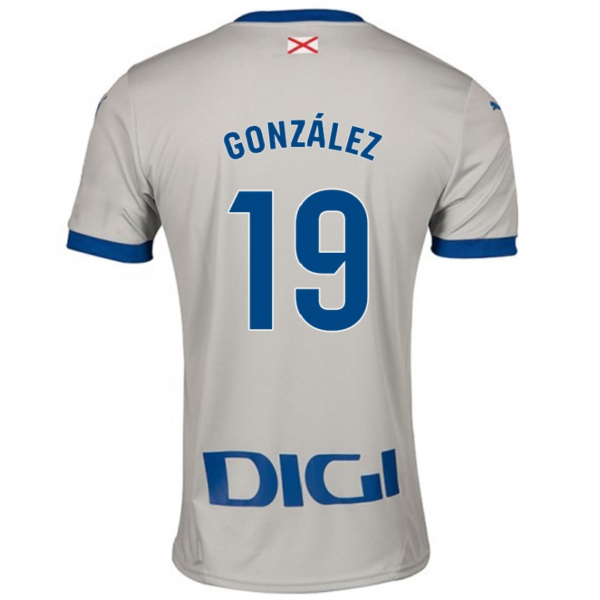 Kandiny Kinderen Aimar González #19 Lichtgrijs Uitshirt Uittenue 2024/25 T-Shirt België