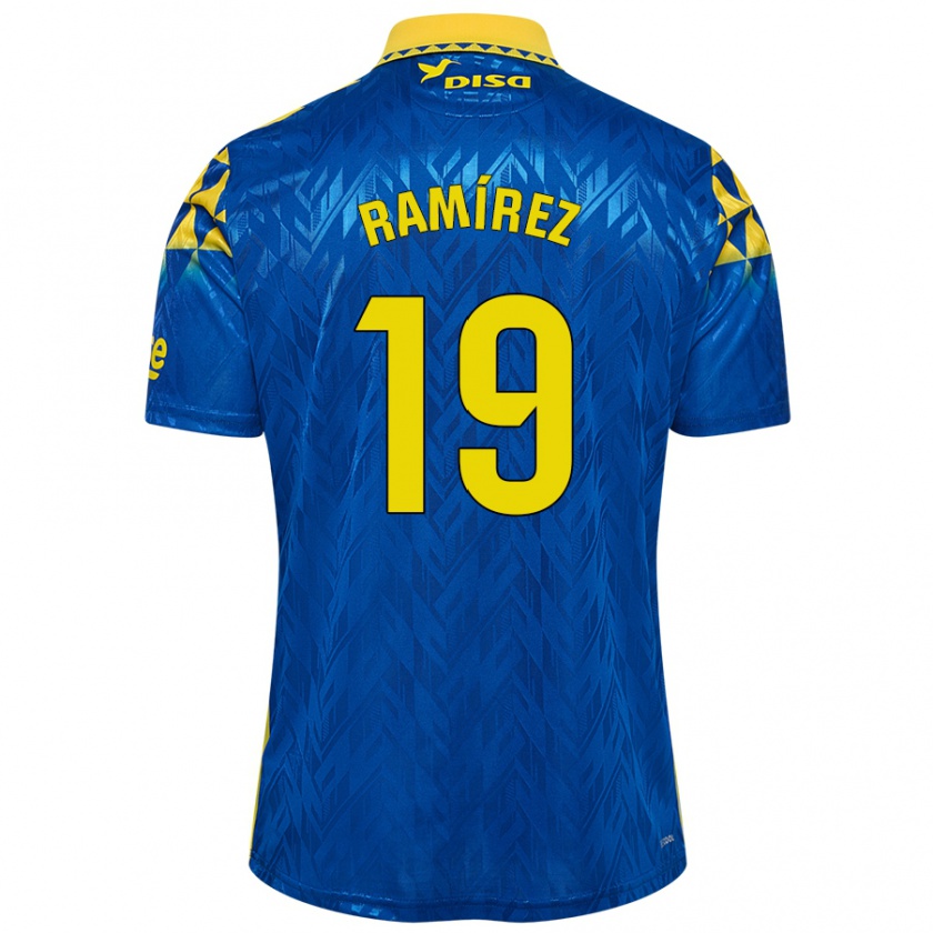 Kandiny Niño Camiseta Sandro Ramírez #19 Azul Amarillo 2ª Equipación 2024/25 La Camisa México