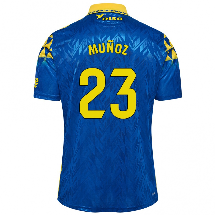 Kandiny Niño Camiseta Álex Muñoz #23 Azul Amarillo 2ª Equipación 2024/25 La Camisa México