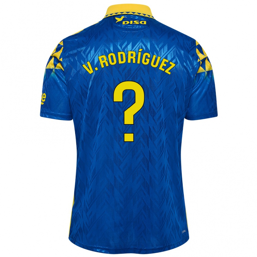 Kandiny Niño Camiseta Carlos Vicente Rodríguez #0 Azul Amarillo 2ª Equipación 2024/25 La Camisa