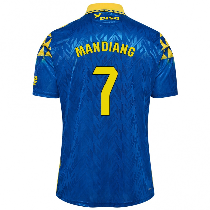 Kandiny Niño Camiseta Saliou Mandiang #7 Azul Amarillo 2ª Equipación 2024/25 La Camisa