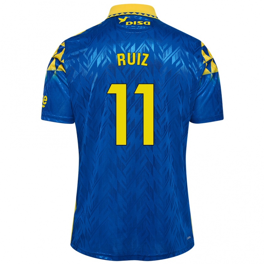 Kandiny Niño Camiseta Sergio Ruiz #11 Azul Amarillo 2ª Equipación 2024/25 La Camisa