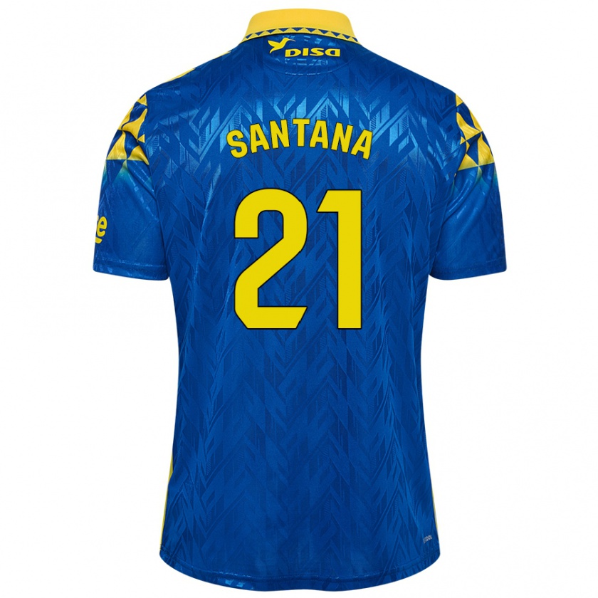 Kandiny Niño Camiseta Yadam Santana #21 Azul Amarillo 2ª Equipación 2024/25 La Camisa