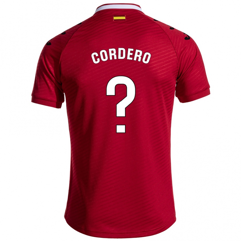 Kandiny Niño Camiseta Alberto Cordero #0 Rojo Oscuro 2ª Equipación 2024/25 La Camisa