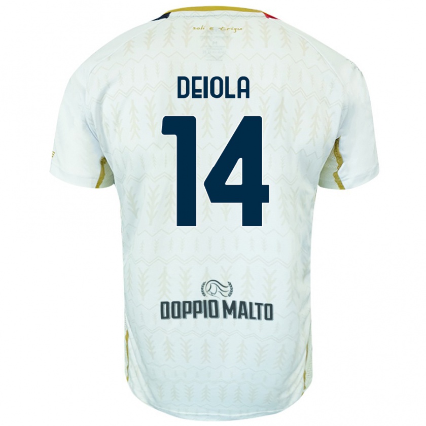 Kandiny Niño Camiseta Alessandro Deiola #14 Blanco 2ª Equipación 2024/25 La Camisa