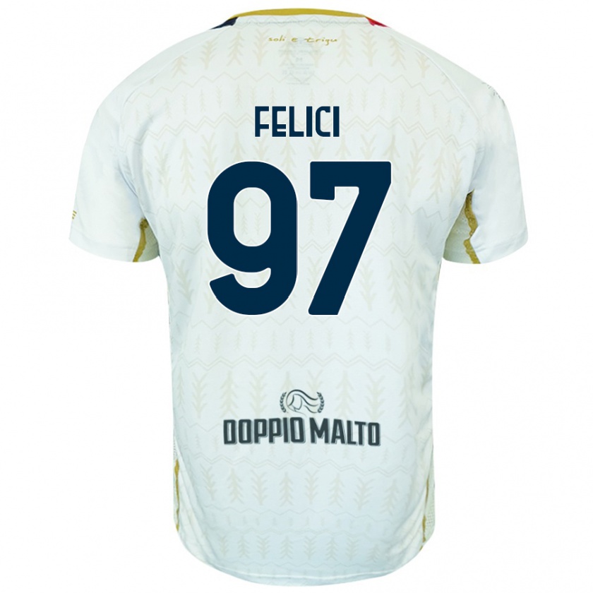 Kandiny Niño Camiseta Mattia Felici #97 Blanco 2ª Equipación 2024/25 La Camisa