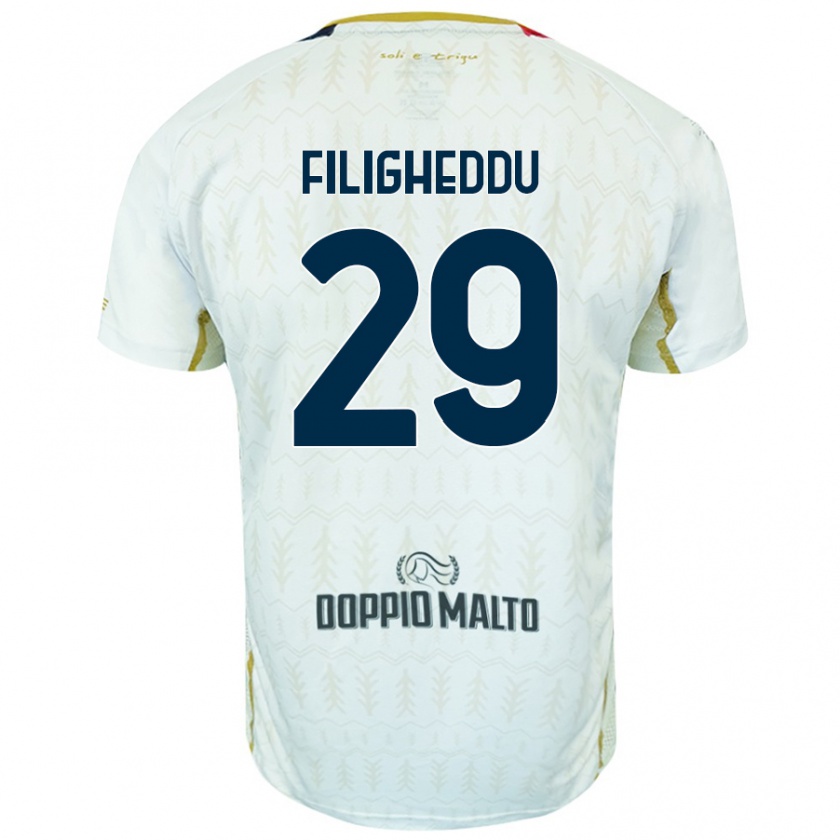 Kandiny Niño Camiseta Daniele Filigheddu #29 Blanco 2ª Equipación 2024/25 La Camisa