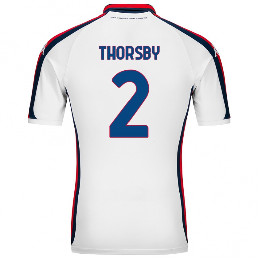 Kandiny Niño Camiseta Morten Thorsby #2 Blanco 2ª Equipación 2024/25 La Camisa