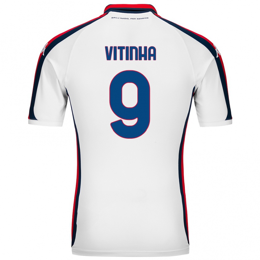 Kandiny Bambino Maglia Vitinha #9 Bianco Kit Gara Away 2024/25 Maglietta