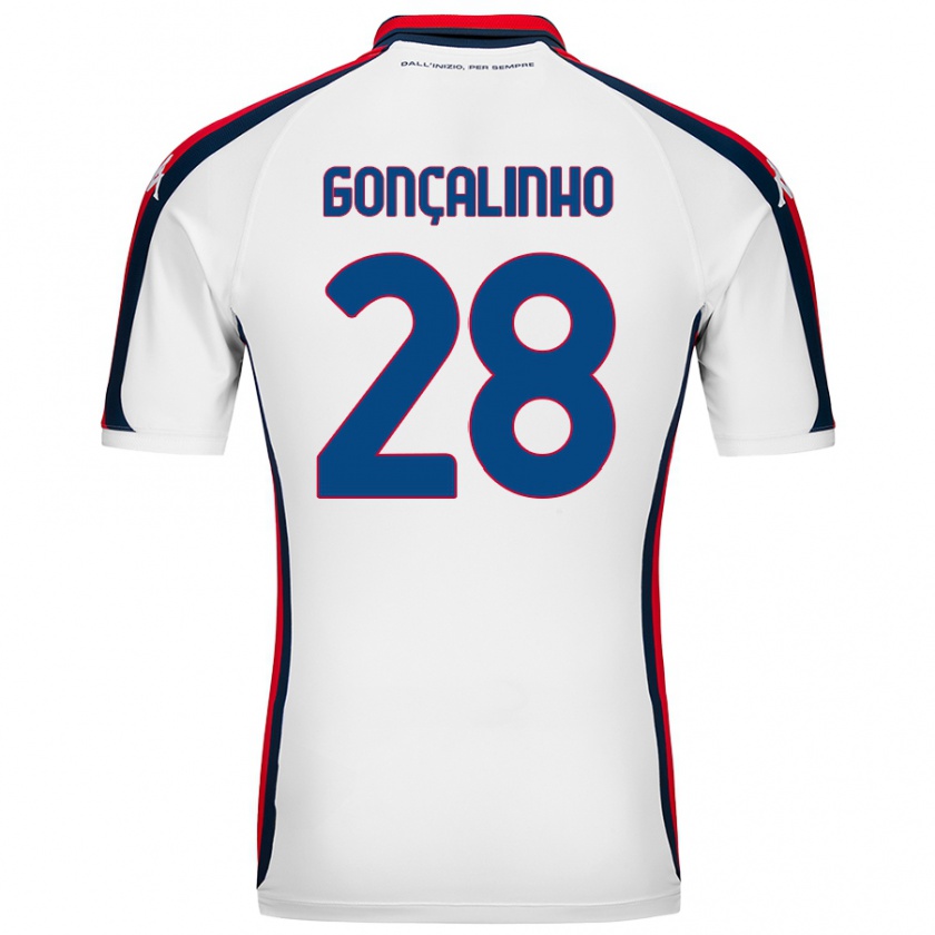 Kandiny Bambino Maglia João Gonçalinho #28 Bianco Kit Gara Away 2024/25 Maglietta