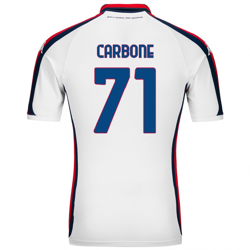 Kandiny Bambino Maglia Filippo Carbone #71 Bianco Kit Gara Away 2024/25 Maglietta