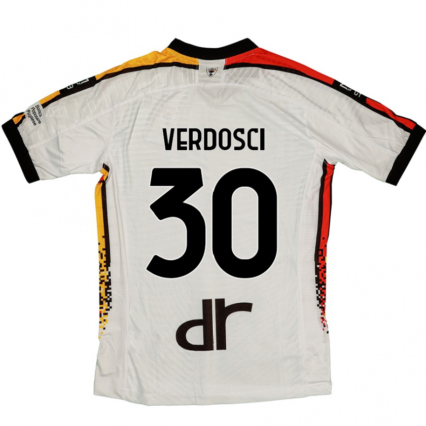 Kandiny Bambino Maglia Simone Verdosci #30 Bianco Nero Kit Gara Away 2024/25 Maglietta