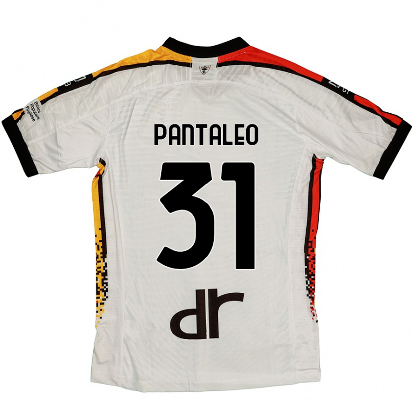 Kandiny Bambino Maglia Dario Pantaleo #31 Bianco Nero Kit Gara Away 2024/25 Maglietta