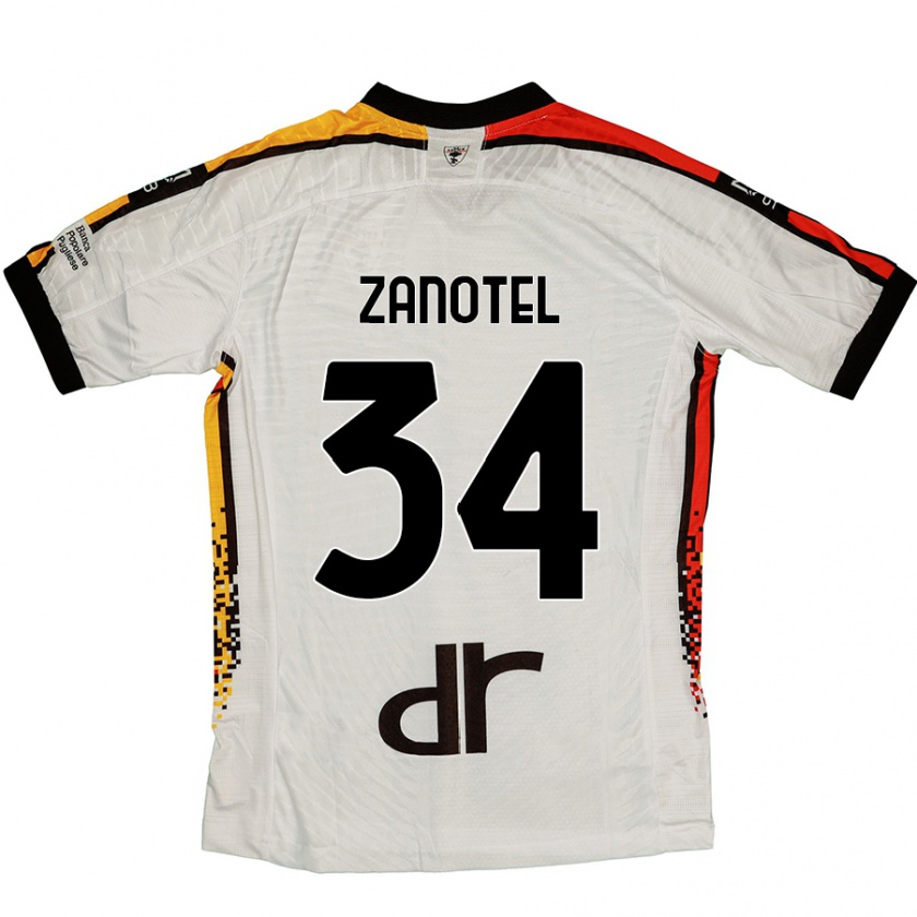 Kandiny Bambino Maglia Giovanni Zanotel #34 Bianco Nero Kit Gara Away 2024/25 Maglietta