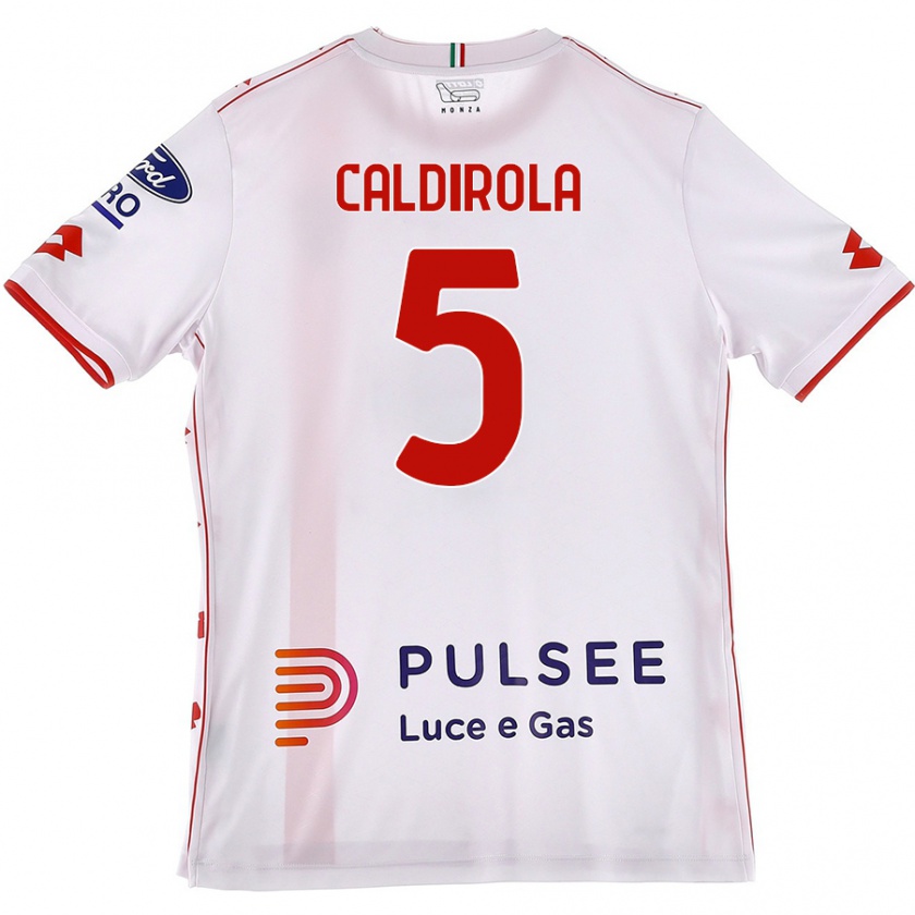 Kandiny Niño Camiseta Luca Caldirola #5 Blanco Rojo 2ª Equipación 2024/25 La Camisa México