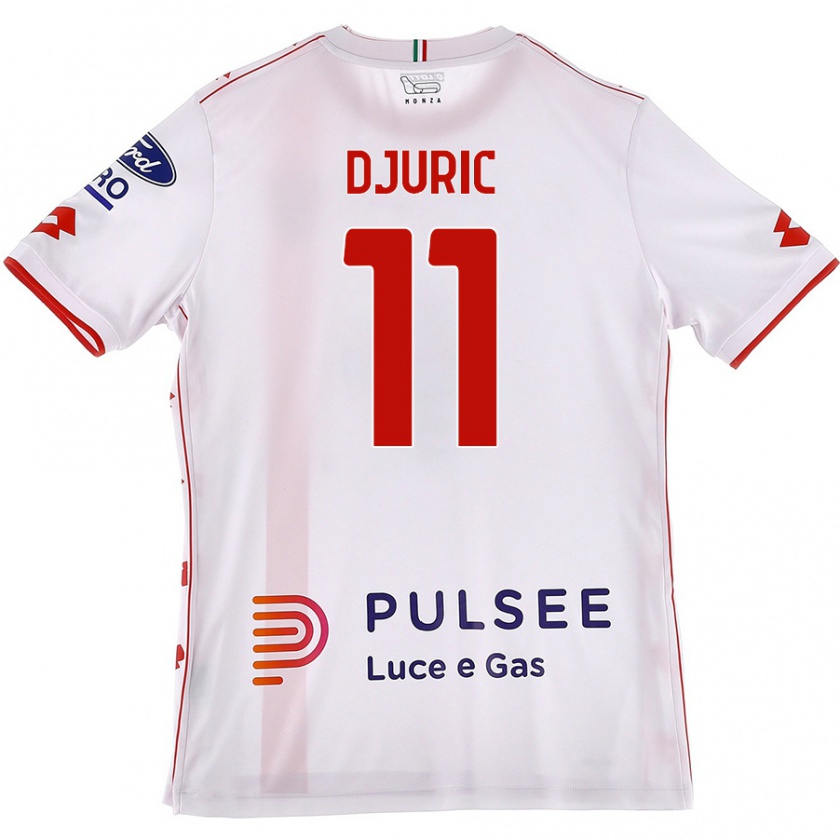 Kandiny Bambino Maglia Milan Djuric #11 Bianco Rosso Kit Gara Away 2024/25 Maglietta