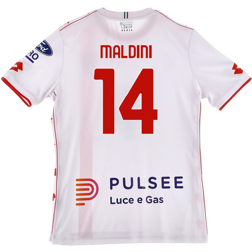 Kandiny Niño Camiseta Daniel Maldini #14 Blanco Rojo 2ª Equipación 2024/25 La Camisa México