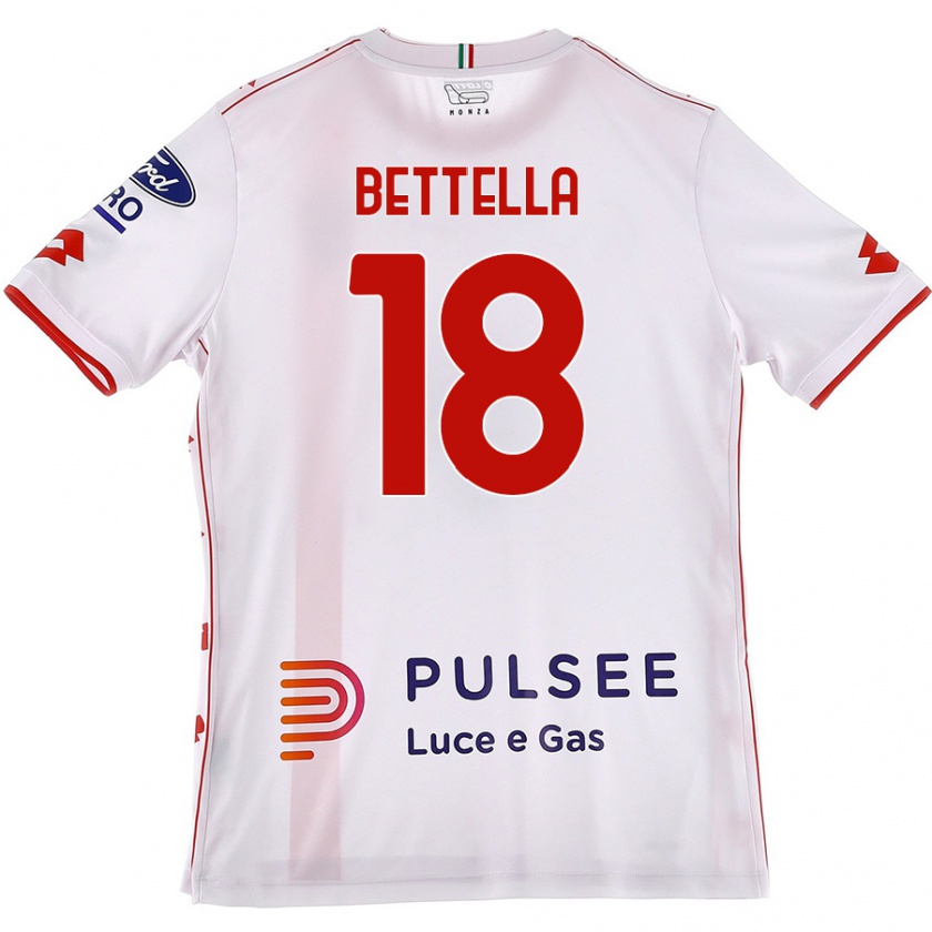 Kandiny Niño Camiseta Davide Bettella #18 Blanco Rojo 2ª Equipación 2024/25 La Camisa México