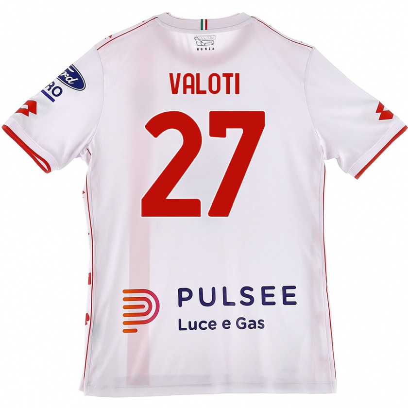 Kandiny Kinderen Mattia Valoti #27 Wit Rood Uitshirt Uittenue 2024/25 T-Shirt België