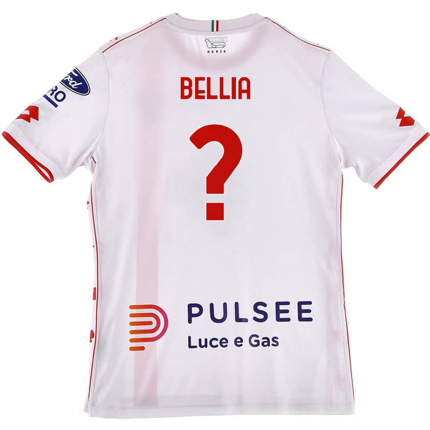 Kandiny Bambino Maglia Edoardo Bellia #0 Bianco Rosso Kit Gara Away 2024/25 Maglietta