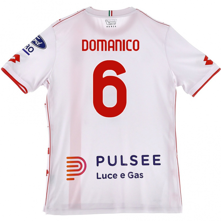 Kandiny Bambino Maglia Saverio Domanico #6 Bianco Rosso Kit Gara Away 2024/25 Maglietta