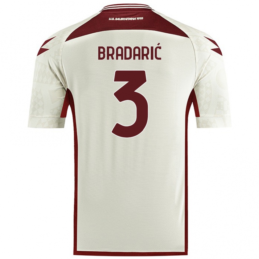 Kandiny Criança Camisola Domagoj Bradarić #3 Cor Do Creme Alternativa 2024/25 Camisa Brasil