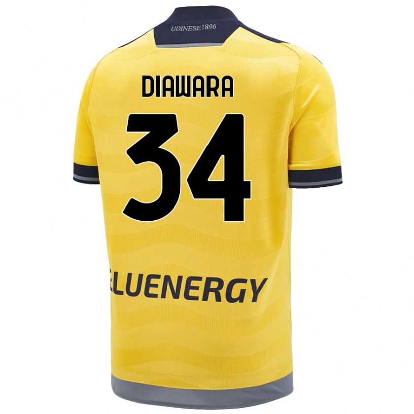 Kandiny Niño Camiseta Sekou Diawara #34 Dorado 2ª Equipación 2024/25 La Camisa