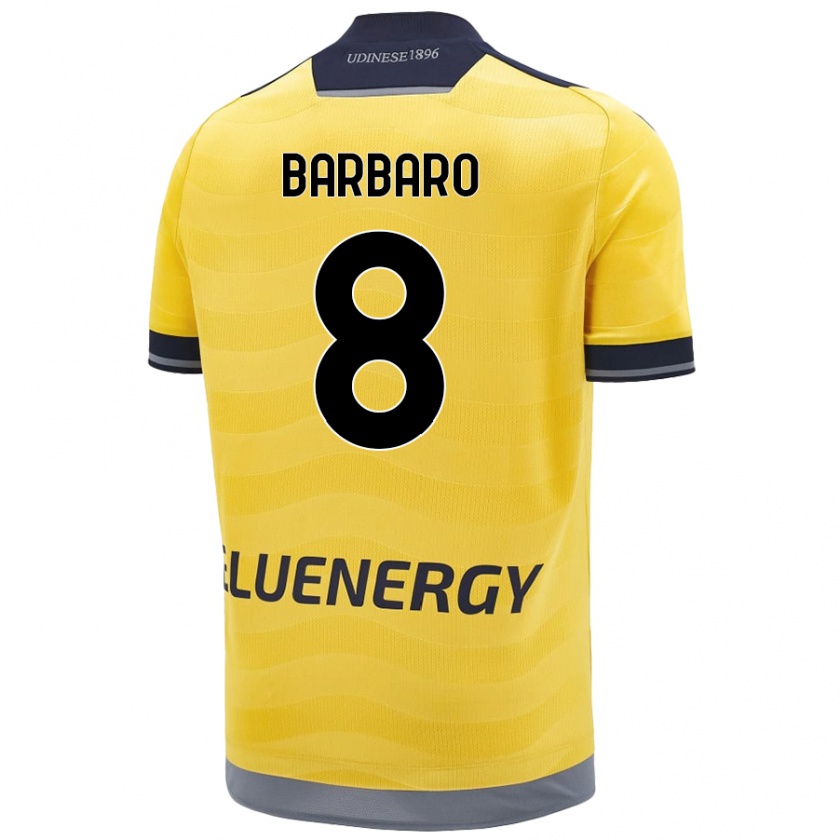 Kandiny Niño Camiseta Elia Barbaro #8 Dorado 2ª Equipación 2024/25 La Camisa