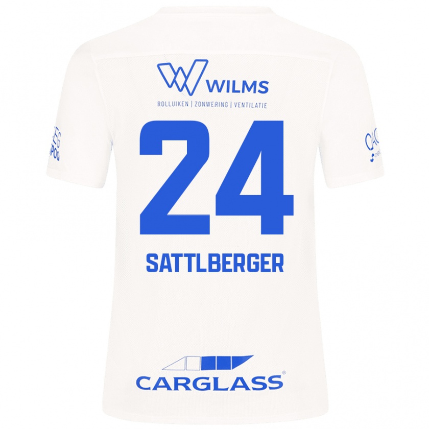 Kandiny Kinder Nikolas Sattlberger #24 Weiß Auswärtstrikot Trikot 2024/25 T-Shirt Österreich