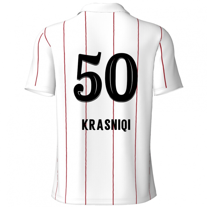 KandinyキッズLaurit Krasniqi#50白 黒アウェイシャツ2024/25ジャージーユニフォーム