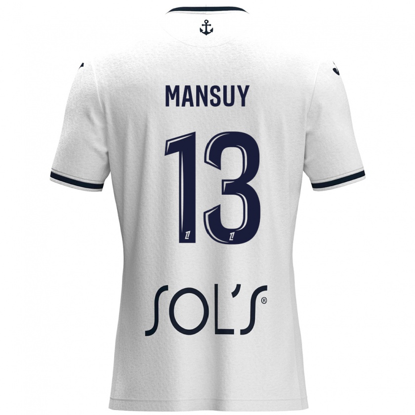 Kandiny Criança Camisola Héloïse Mansuy #13 Azul Escuro Branco Alternativa 2024/25 Camisa Brasil