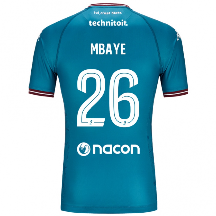 Kandiny Kinderen Malick Mbaye #26 Blauw Petrol Uitshirt Uittenue 2024/25 T-Shirt België