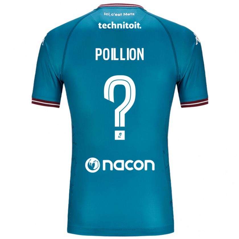 Kandiny Bambino Maglia Noé Poillion #0 Blu Petrolio Kit Gara Away 2024/25 Maglietta