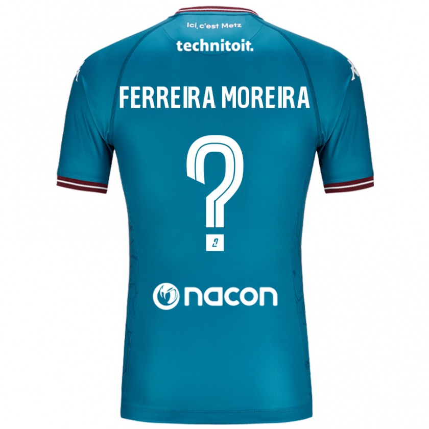 Kandiny Bambino Maglia Ruben Ferreira Moreira #0 Blu Petrolio Kit Gara Away 2024/25 Maglietta