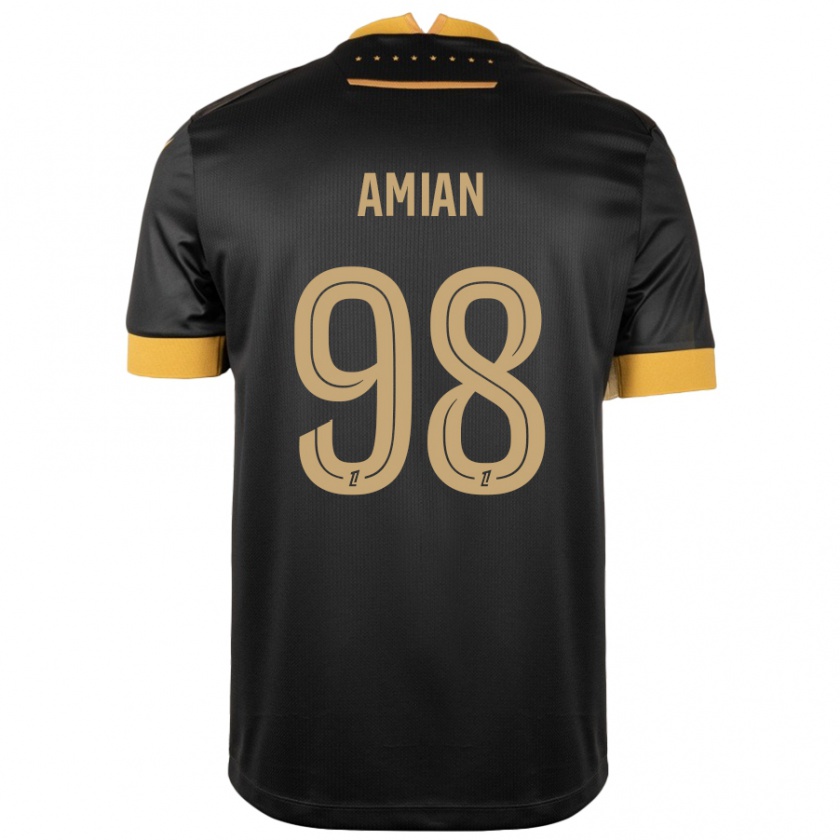 Kandiny Bambino Maglia Kelvin Amian #98 Nero Marrone Kit Gara Away 2024/25 Maglietta