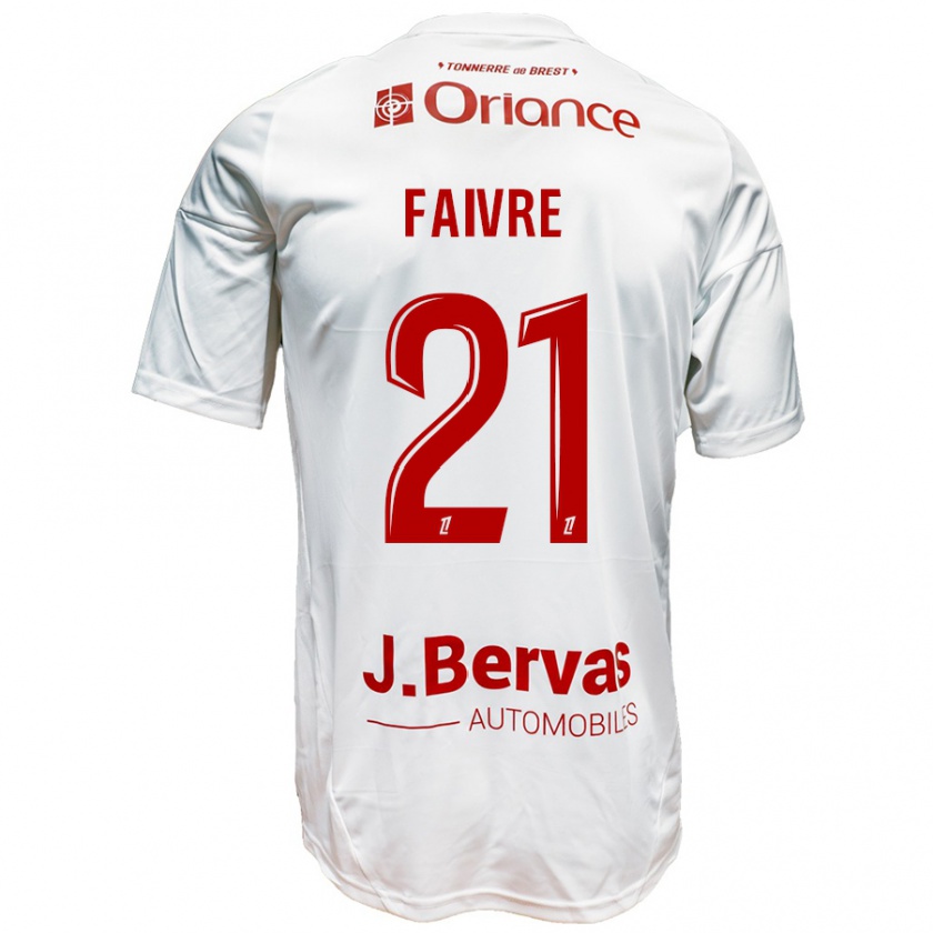 Kandiny Bambino Maglia Romain Faivre #21 Bianco Rosso Kit Gara Away 2024/25 Maglietta