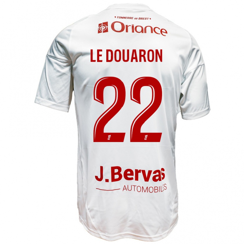 Kandiny Bambino Maglia Jérémy Le Douaron #22 Bianco Rosso Kit Gara Away 2024/25 Maglietta