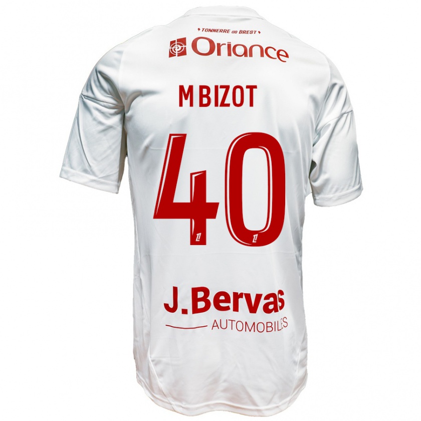 Kandiny Bambino Maglia Marco Bizot #40 Bianco Rosso Kit Gara Away 2024/25 Maglietta