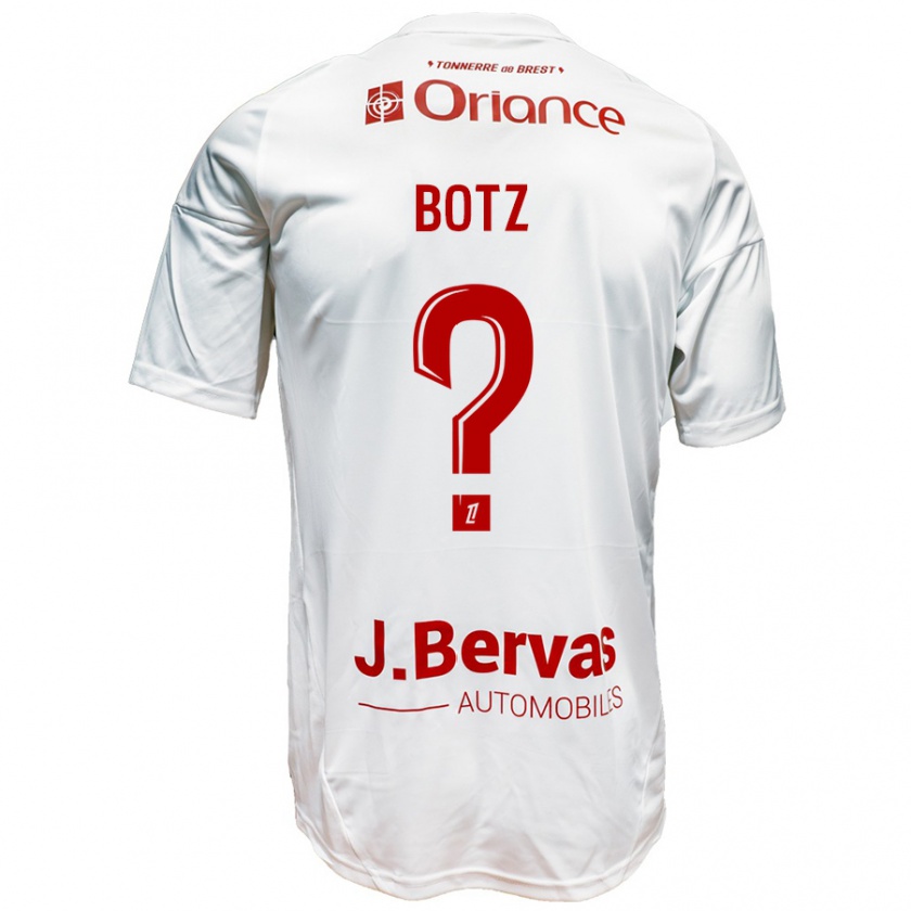 Kandiny Bambino Maglia Léo Botz #0 Bianco Rosso Kit Gara Away 2024/25 Maglietta