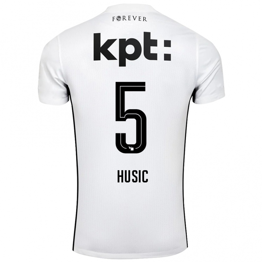 Kandiny Niño Camiseta Anel Husic #5 Blanco Negro 2ª Equipación 2024/25 La Camisa