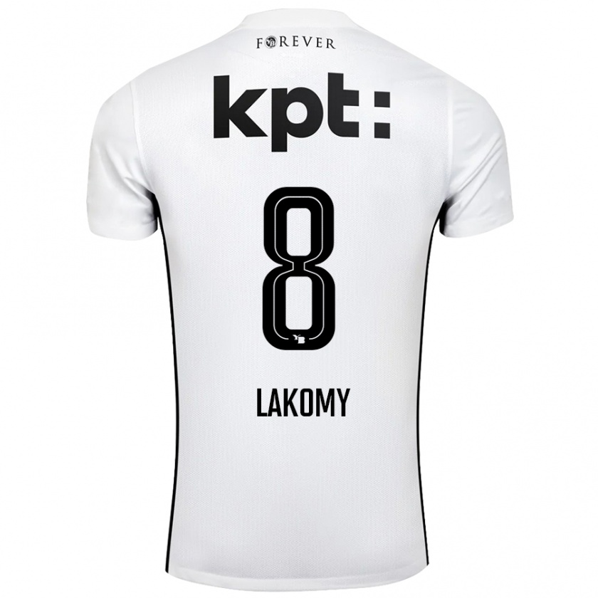 Kandiny Niño Camiseta Lukasz Lakomy #8 Blanco Negro 2ª Equipación 2024/25 La Camisa