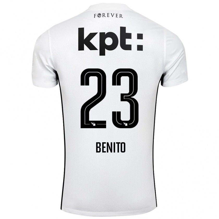 Kandiny Niño Camiseta Loris Benito #23 Blanco Negro 2ª Equipación 2024/25 La Camisa