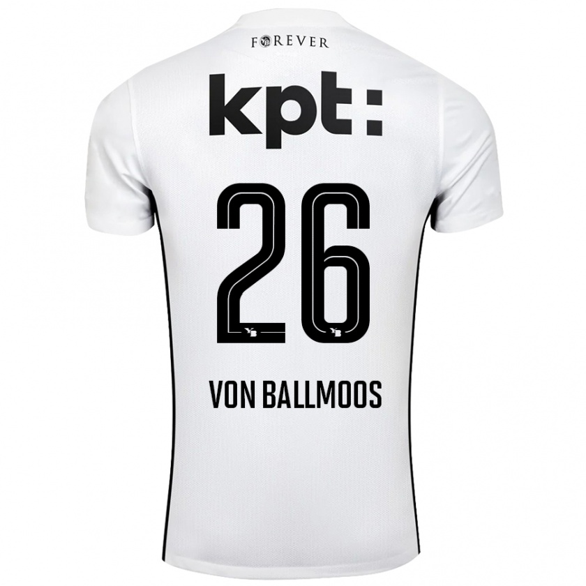 Kandiny Kinderen David Von Ballmoos #26 Wit Zwart Uitshirt Uittenue 2024/25 T-Shirt België