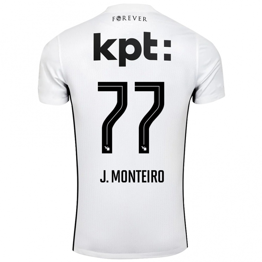 Kandiny Niño Camiseta Joël Monteiro #77 Blanco Negro 2ª Equipación 2024/25 La Camisa