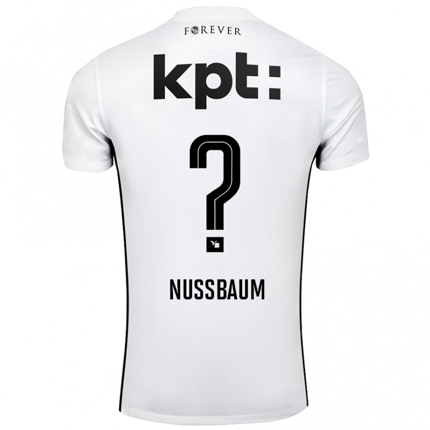 Kandiny Niño Camiseta Ramon Nussbaum #0 Blanco Negro 2ª Equipación 2024/25 La Camisa