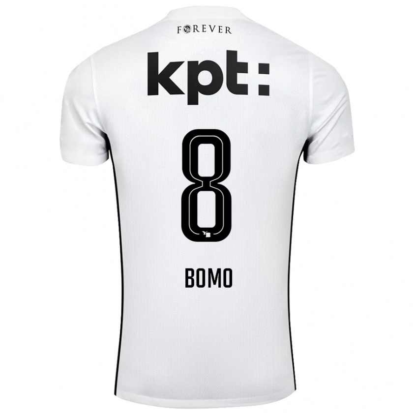 Kandiny Niño Camiseta Jacques Bomo #8 Blanco Negro 2ª Equipación 2024/25 La Camisa