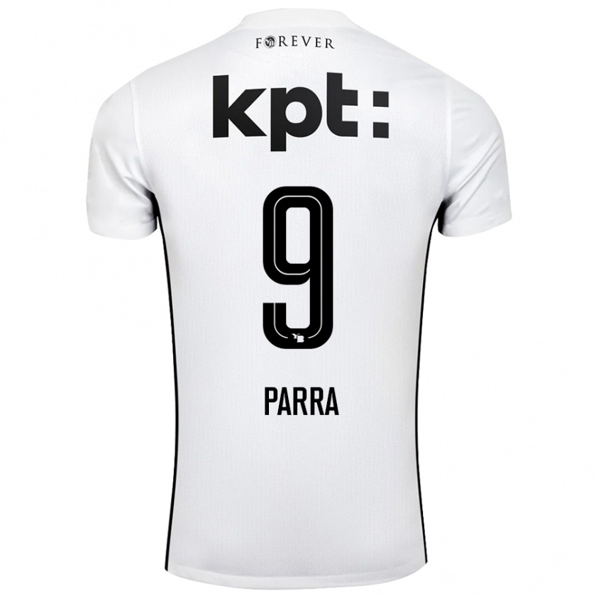 Kandiny Niño Camiseta Hugo Parra #9 Blanco Negro 2ª Equipación 2024/25 La Camisa