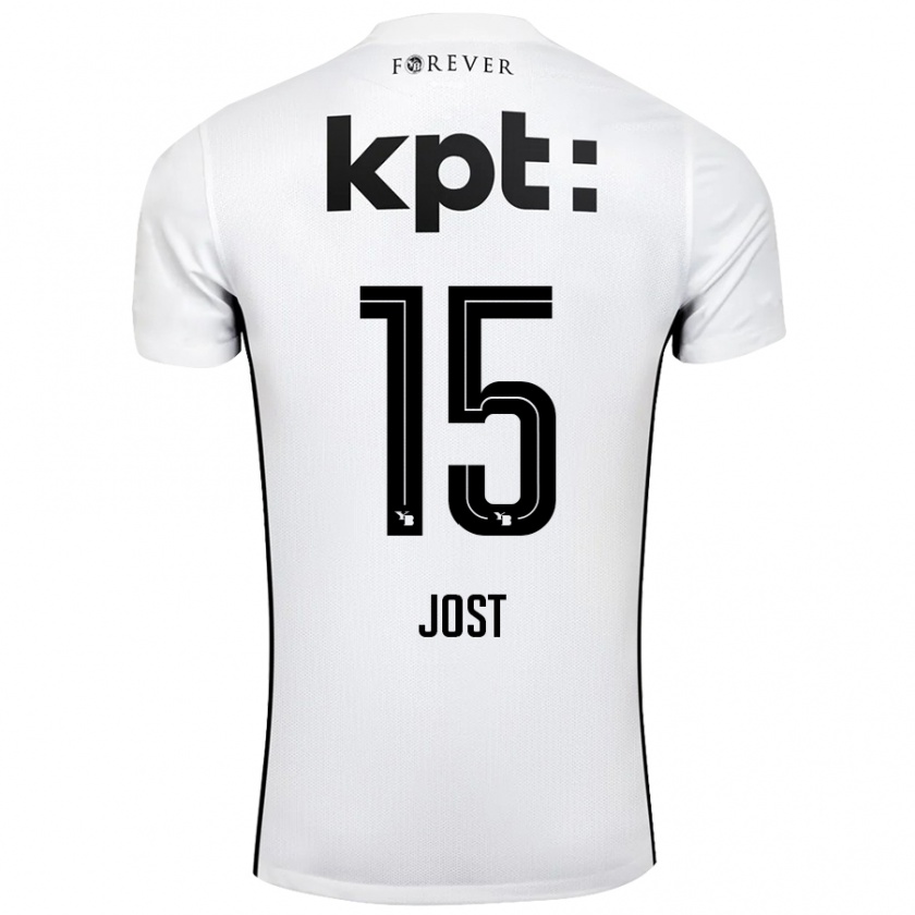 Kandiny Kinderen Tristan Jost #15 Wit Zwart Uitshirt Uittenue 2024/25 T-Shirt België