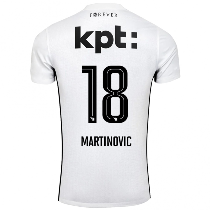 Kandiny Bambino Maglia Denis Martinovic #18 Bianco Nero Kit Gara Away 2024/25 Maglietta