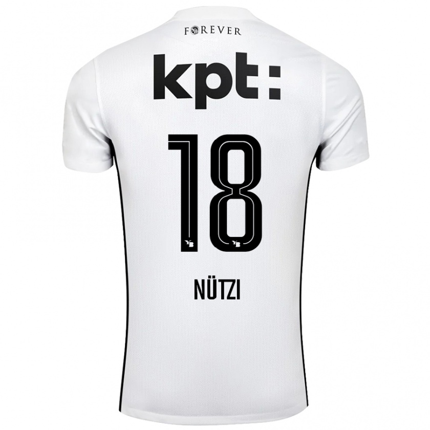 Kandiny Niño Camiseta Timon Nützi #18 Blanco Negro 2ª Equipación 2024/25 La Camisa